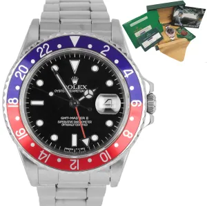 Vintage 1986 Rolex GMT-Master II Pepsi FAT LADY Stainless Black 40mm Watch 16760