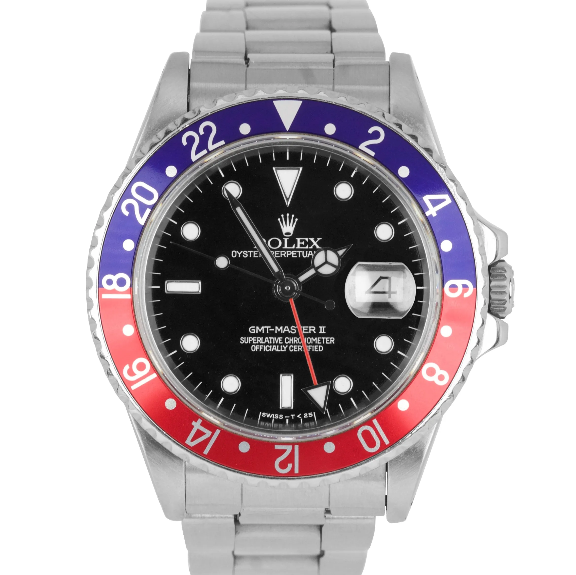 Vintage 1986 Rolex GMT-Master II Pepsi FAT LADY Stainless Black 40mm Watch 16760