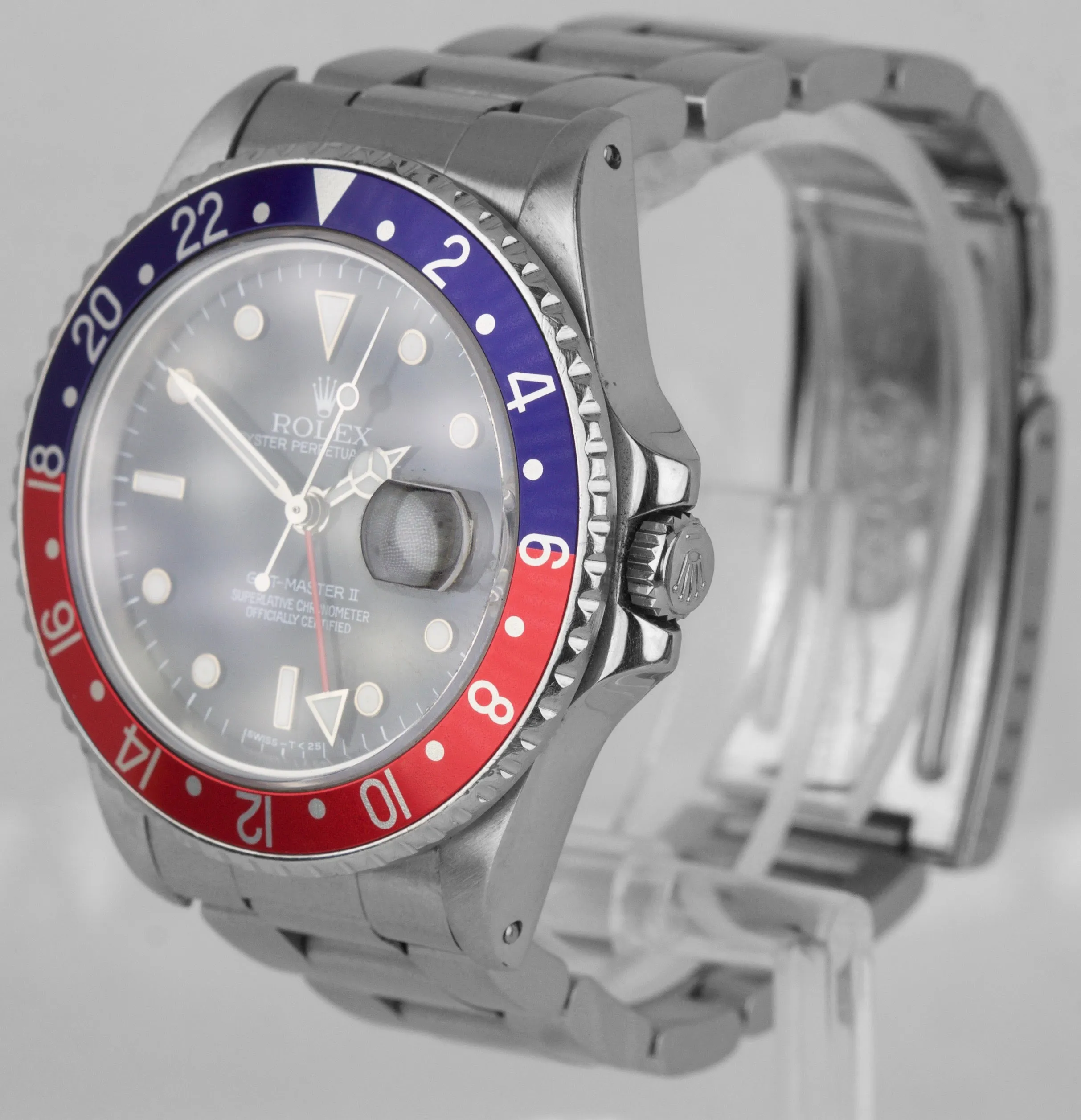 Vintage 1986 Rolex GMT-Master II Pepsi FAT LADY Stainless Black 40mm Watch 16760