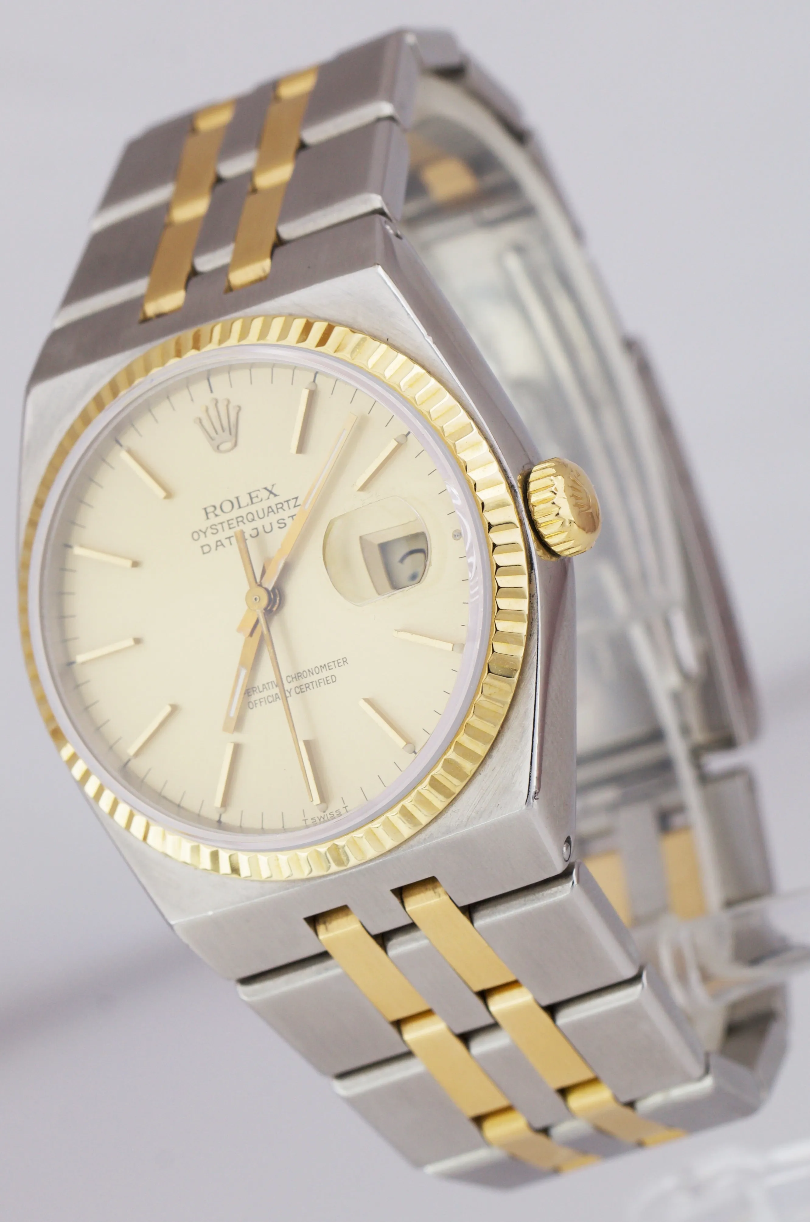 Vintage 1986 Rolex Oysterquartz DateJust Two-Tone Yellow Gold Integral 17013