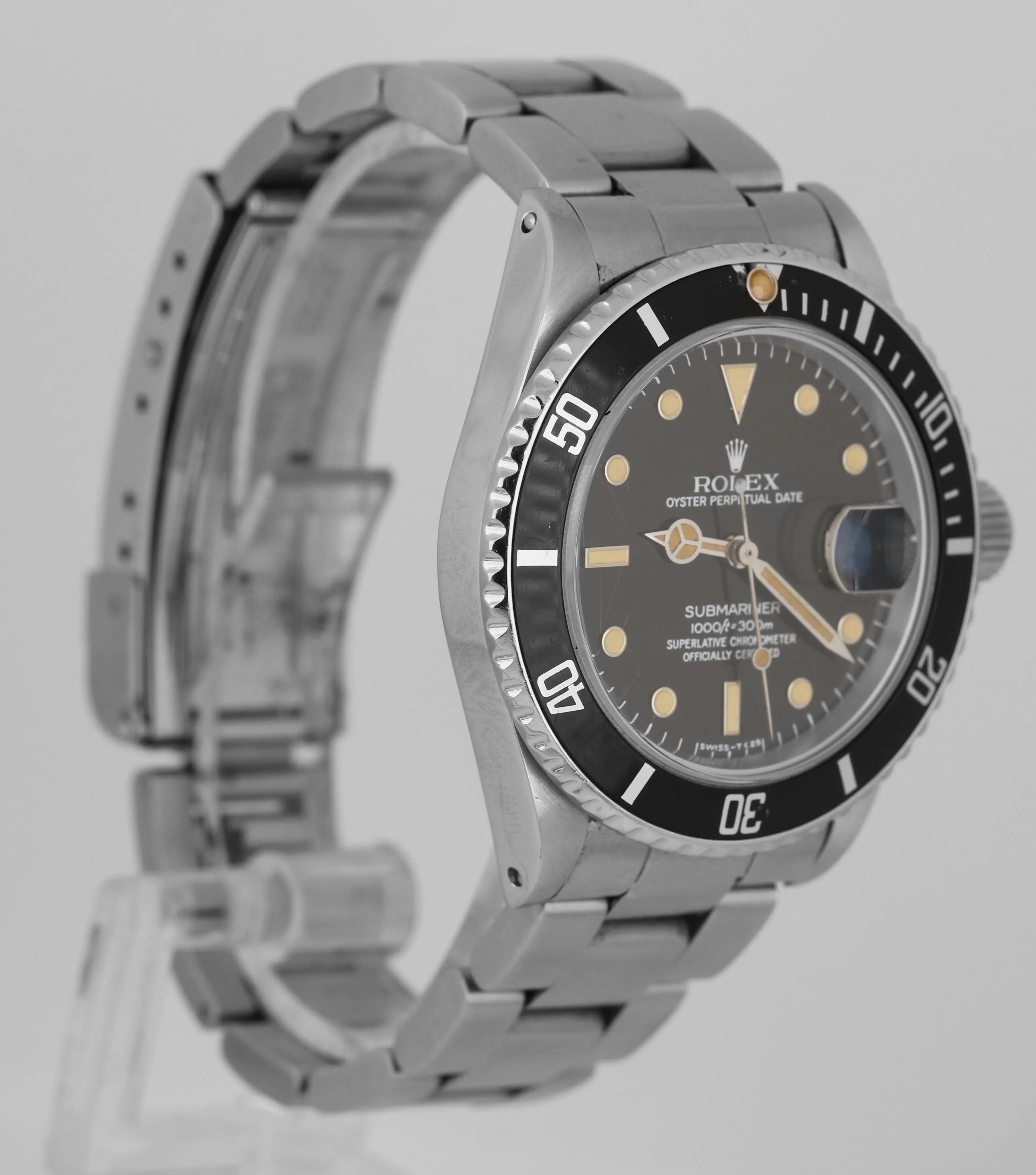 Vintage 1987 Rolex Submariner Date 16800 PUMPKIN PATINA SPIDER DIAL 40mm Watch
