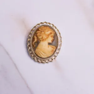 Vintage Cameo Brooch with Gold Frame