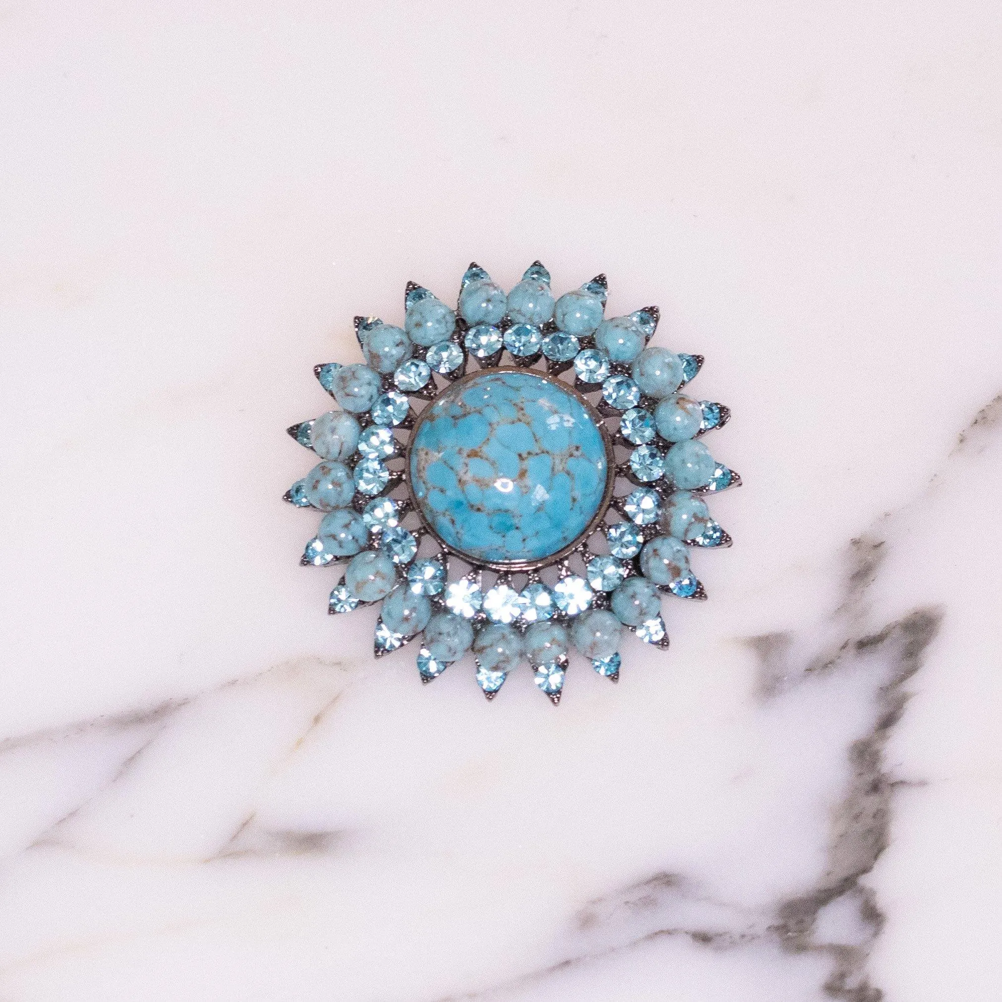 Vintage Faux Turquoise Stone Gemstone Oval Brooch