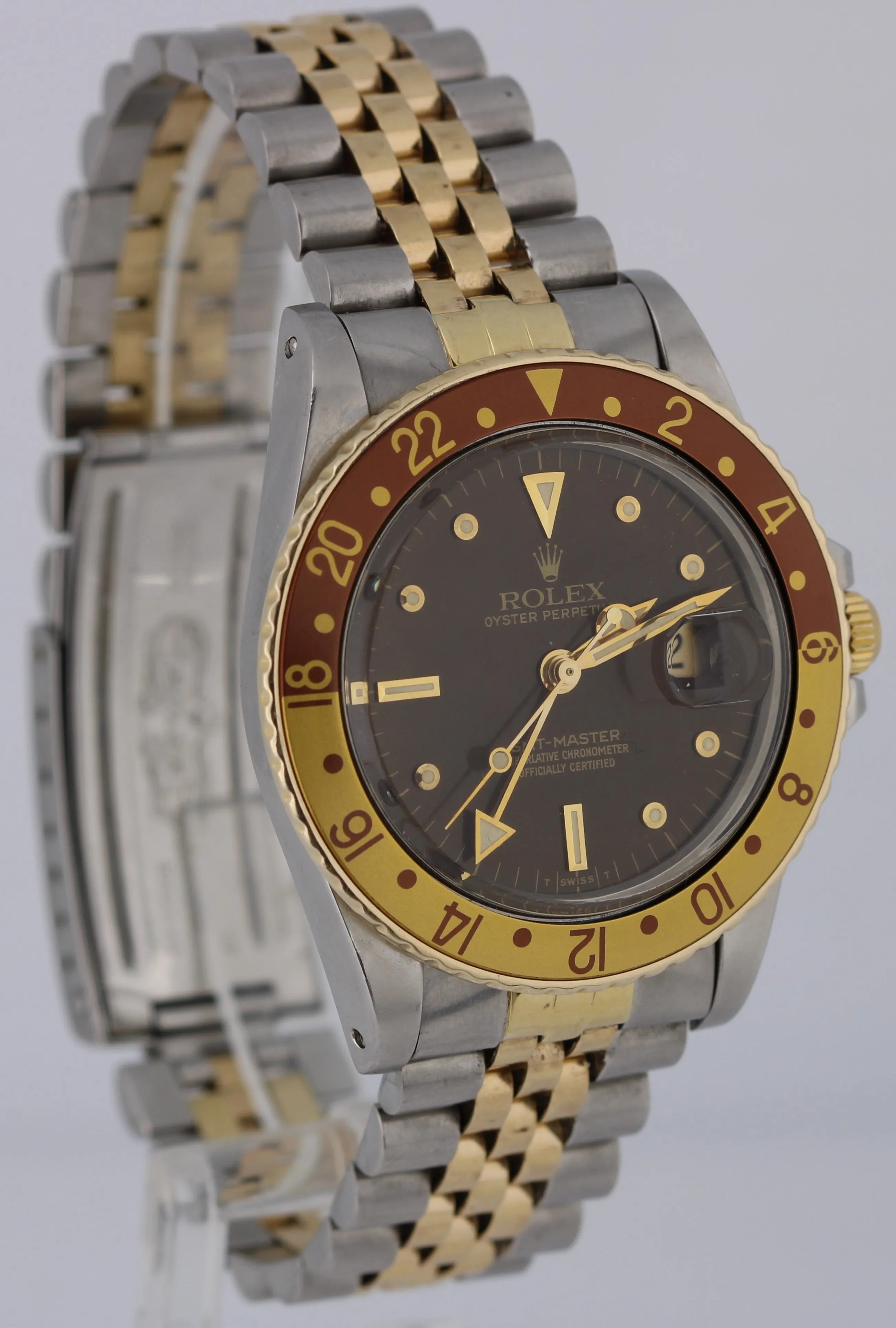 VINTAGE Rolex GMT-Master ROOT BEER Two-Tone Gold Brown NIPPLE 40mm 16753 Watch