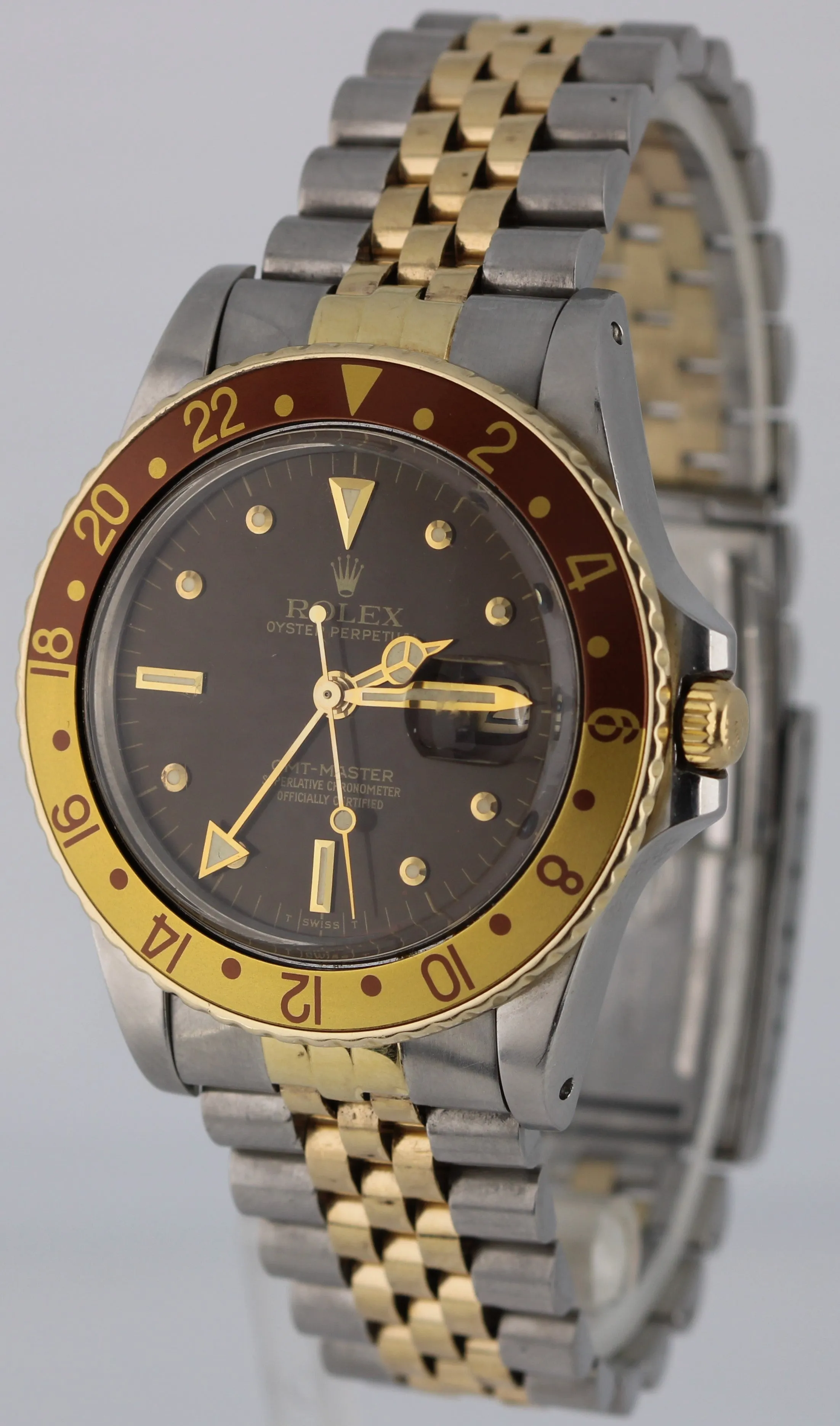 VINTAGE Rolex GMT-Master ROOT BEER Two-Tone Gold Brown NIPPLE 40mm 16753 Watch