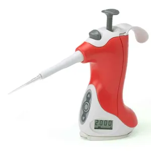 VistaLab 1057-0002 Ovation QS Quick Set Digital Ergonomic Single-Channel Pipette, 0.2 to 2.0 uL, Red