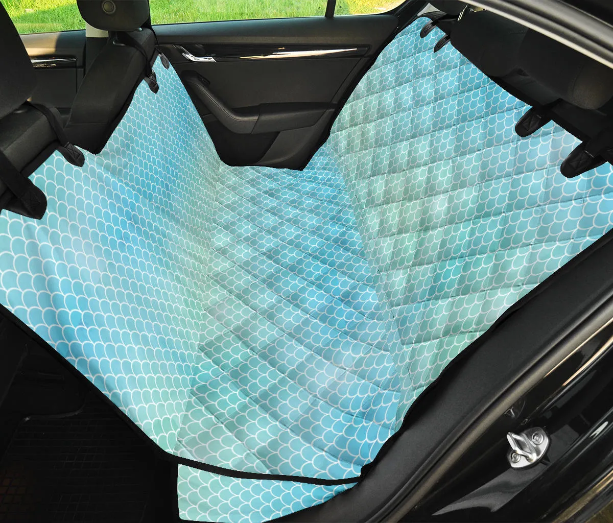 Watercolor Mermaid Scales, Green and Blue Back Seat Cover For Pets
