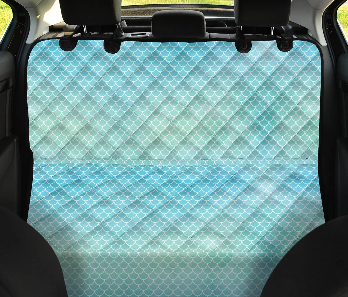 Watercolor Mermaid Scales, Green and Blue Back Seat Cover For Pets