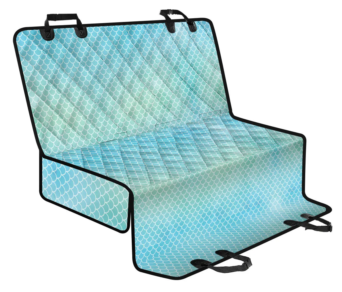 Watercolor Mermaid Scales, Green and Blue Back Seat Cover For Pets