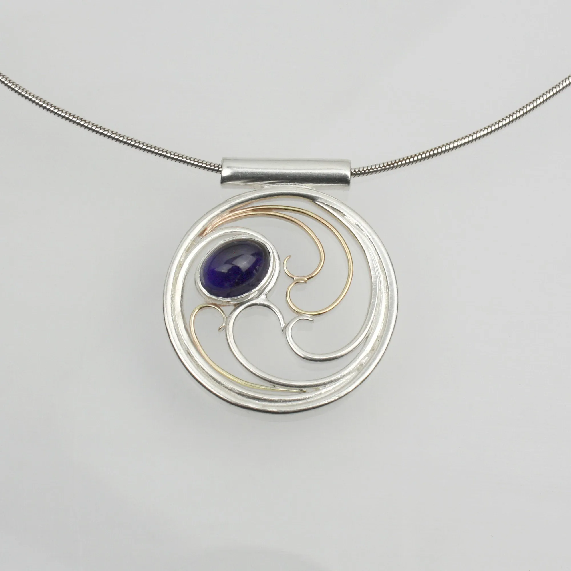 Waves Necklace - Silver & Gold with Iolite