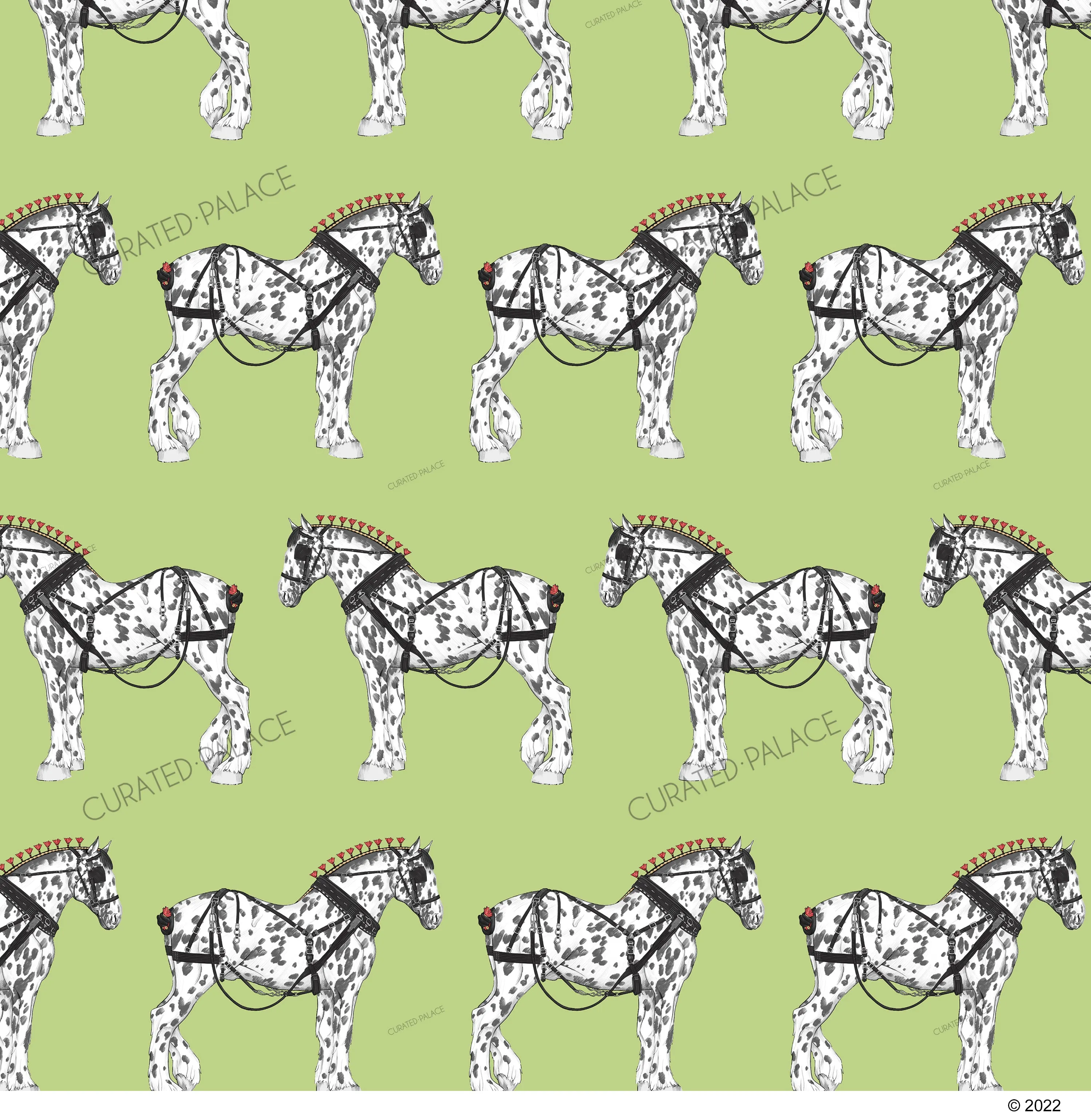 WORKING DRAFT HORSES FABRIC