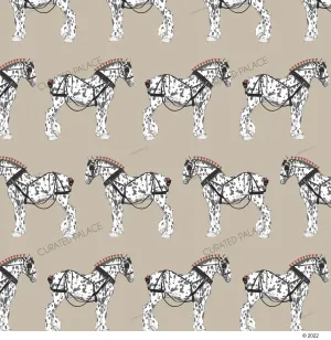 WORKING DRAFT HORSES FABRIC