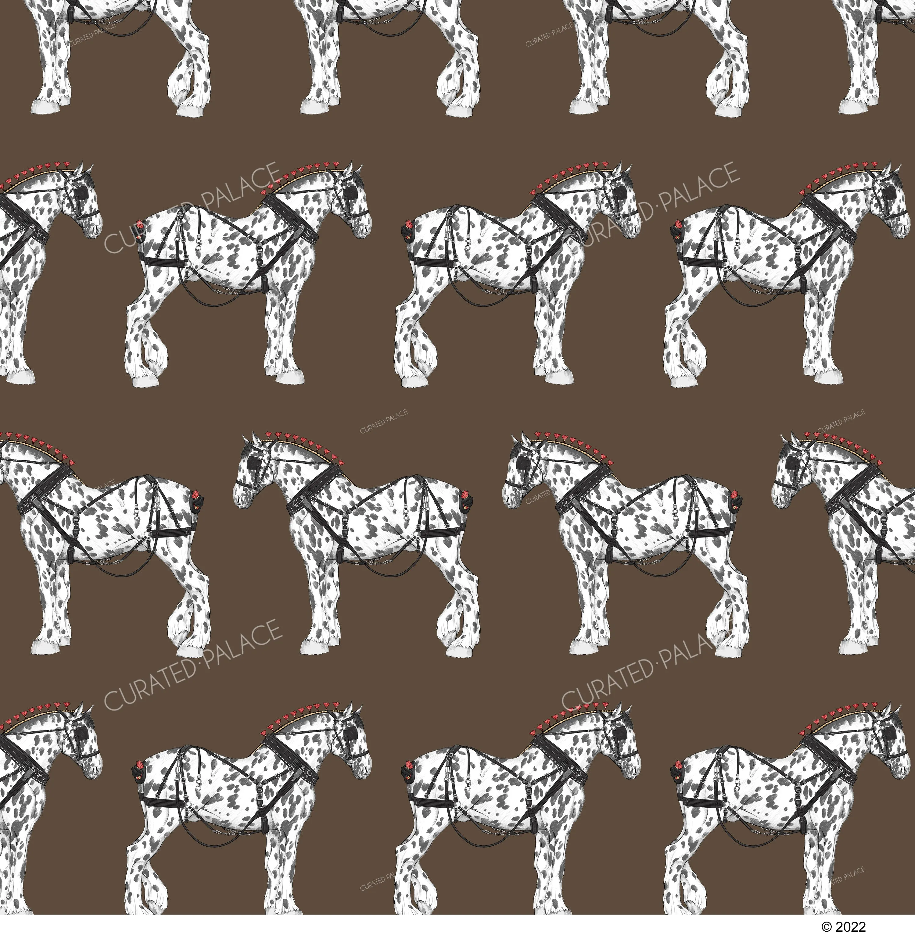 WORKING DRAFT HORSES FABRIC