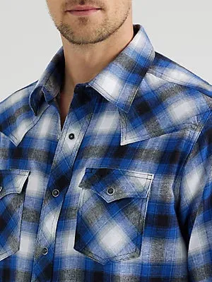 Wrangler Men's Retro Long Sleeve Flannel Western Snap Plaid Shirt